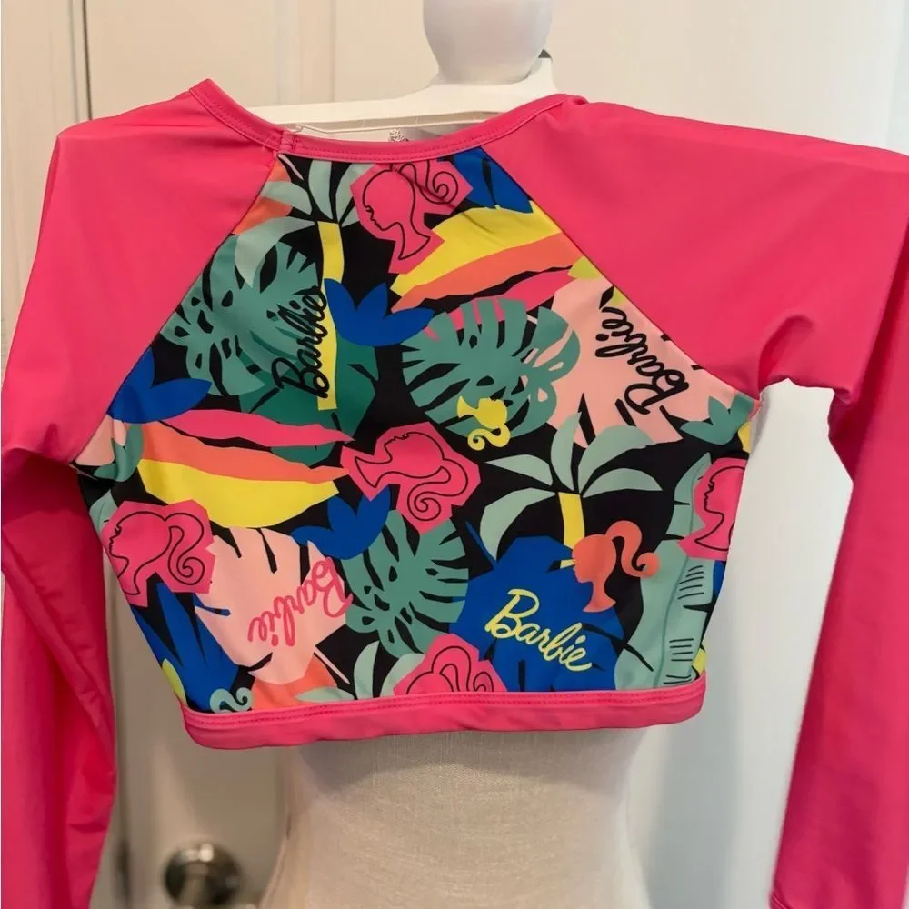NWOT Barbie Kids Rashguard Set - Pink and Multicolor